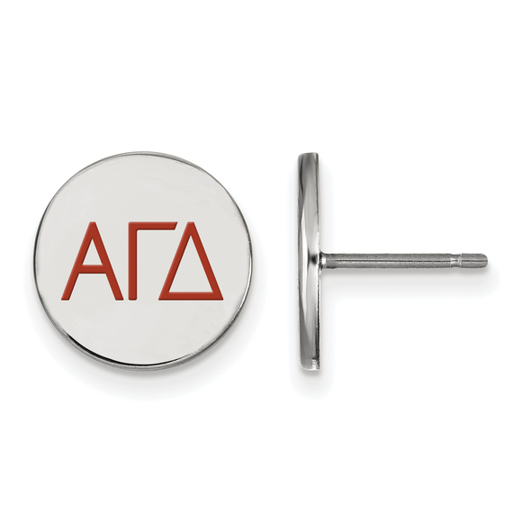 Sterling Rhodium-plated Alpha Gamma Delta Sorority   Color Enamel Post Earrings - Picture 1 of 2